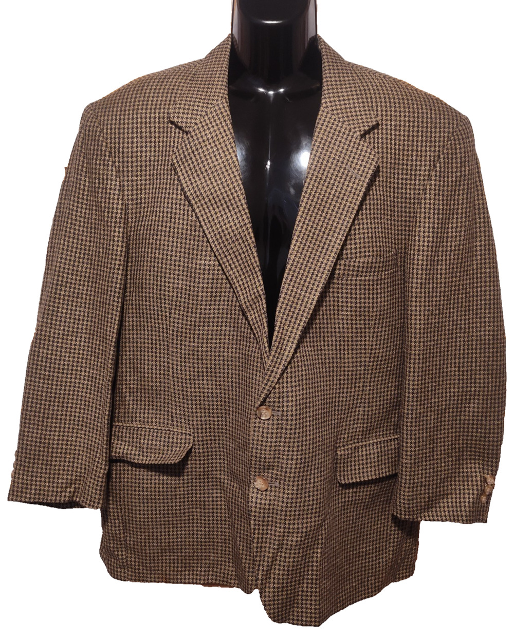 Hardwick Clothes Men’s Brown Houndstooth Wool Blazer Jacket Size 46R BG37